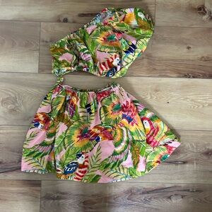 Farm Rio Macaw Leaves One-Shoulder Mini Dress